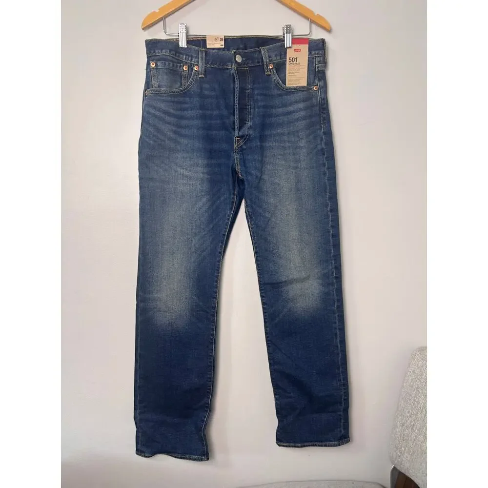 NWT Levi's 501 Original Men's Jeans Dark Wash Straight Leg Denim Levis 33 x 32